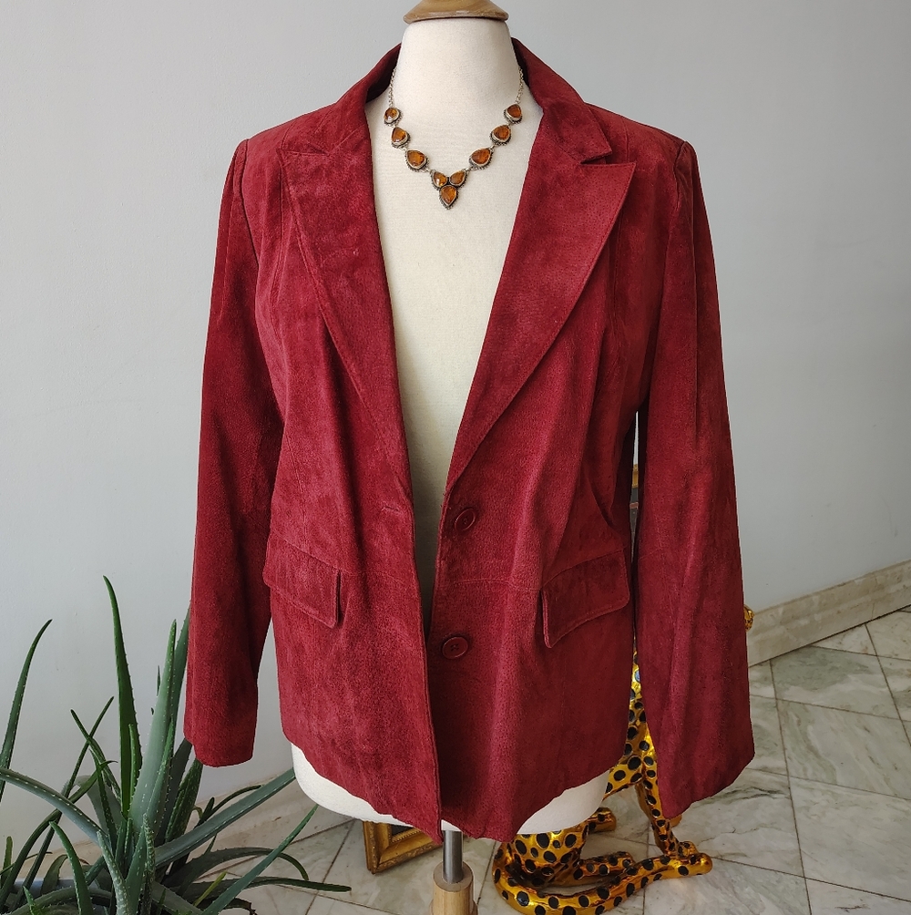 Bagatelle Women’s Burgundy Suede Blazer Jacket